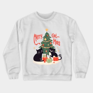 MERRY CAT-MAS FUNNY CATS CHRISTMAS TREE Crewneck Sweatshirt